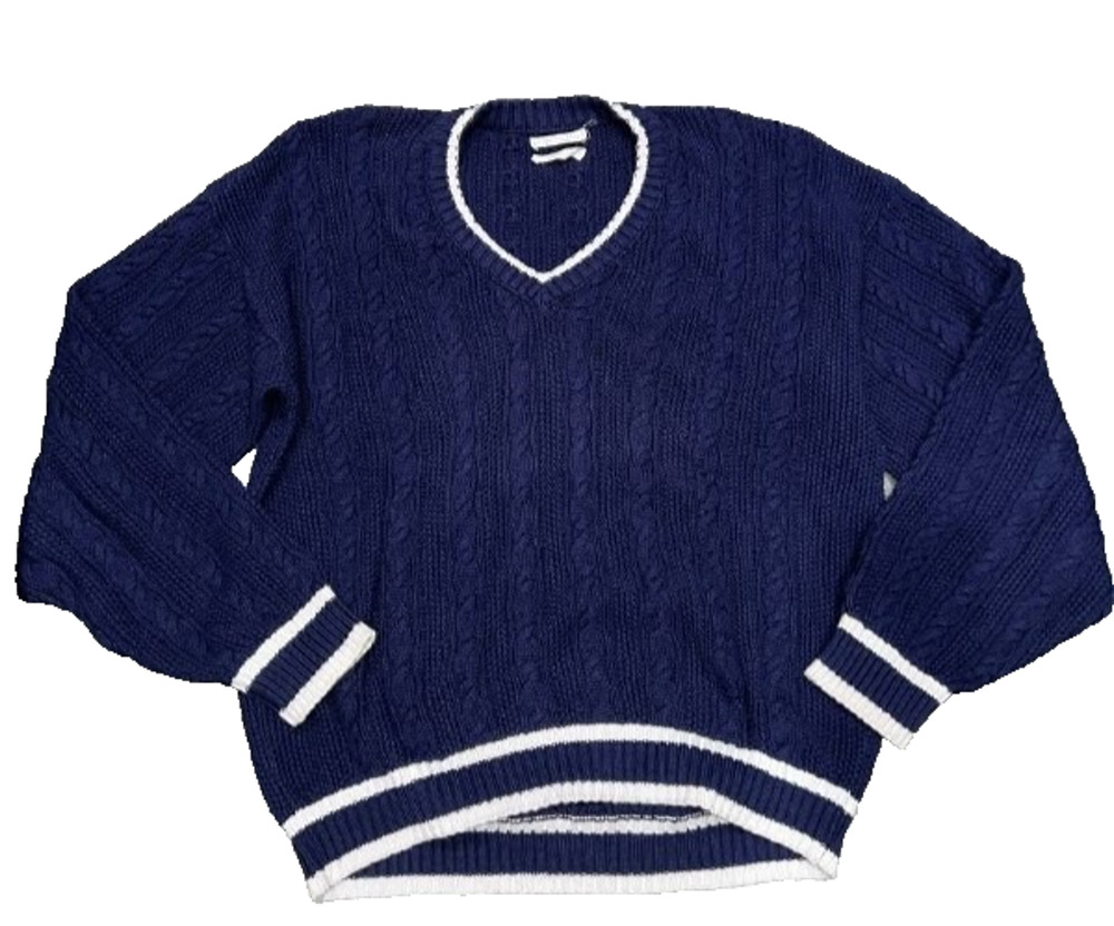 Vintage Christian Dior FISHERMAN CHUNKY KNIT Sweater Men’s navy large A008120
